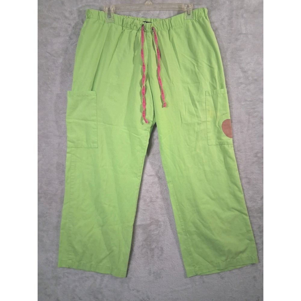 VTG Applebottoms scrub pants womens lime green pink drawstring cargo Y2K Nelly